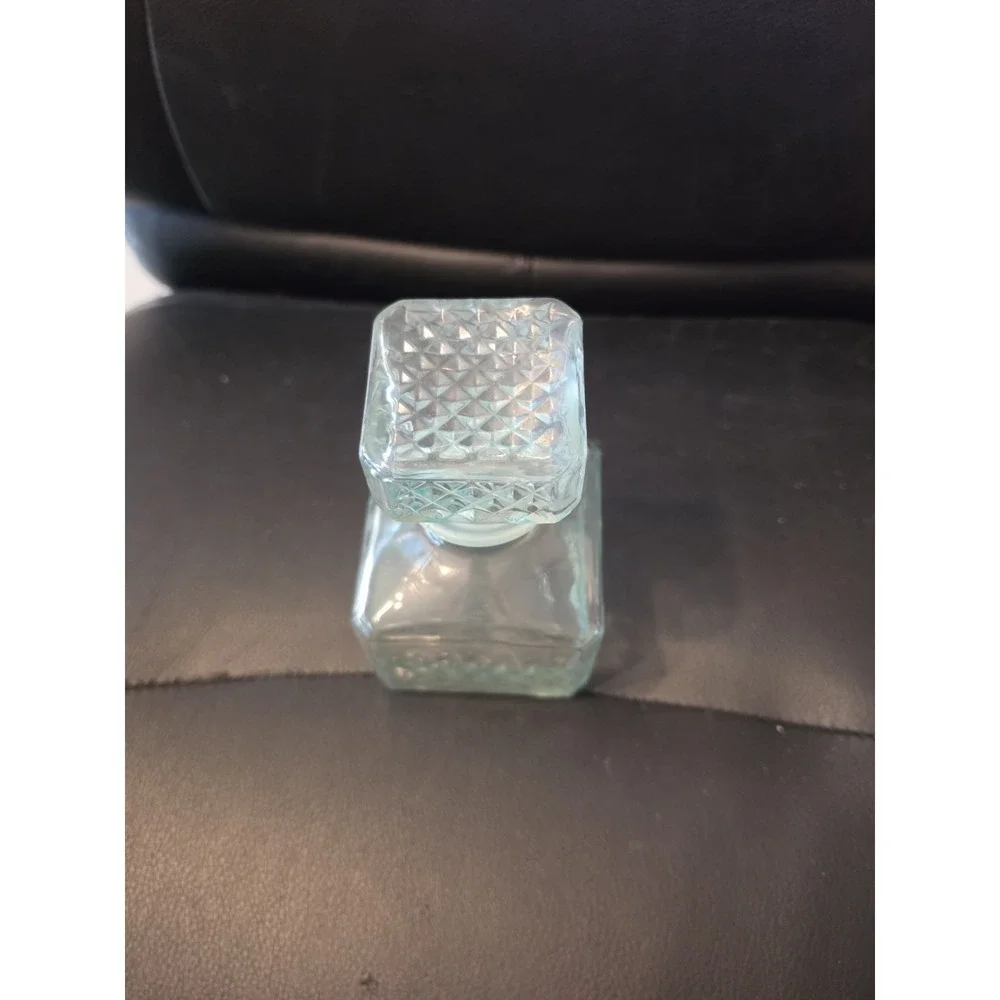 Glass Decanter wih Glass Top and Plastic Stopper  6 1/4